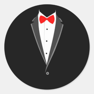 smoking costume tuxedo black elegant suit classic round sticker