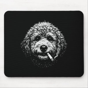 Smoking Dog Cigarette Funny Stupid Goldendoodle Hu Mouse Pad