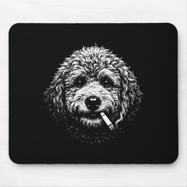 Smoking Dog Cigarette Funny Stupid Goldendoodle Hu Mouse Pad (Front)