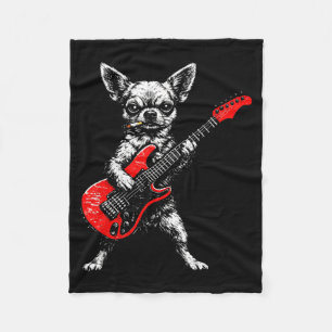 Smoking dog funny chihuahua meme playing guitar fleece blanket