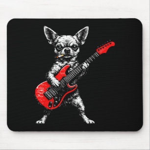 Smoking dog funny chihuahua meme playing guitar mouse pad