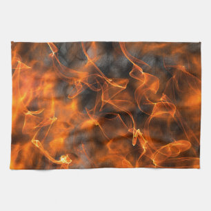 Smoking Flames of Fire Tea Towel