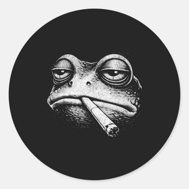 Smoking frog  classic round sticker (Front)
