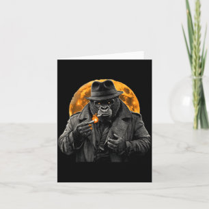 Smoking Gorilla In Trench Coat With Orange Moon Ar Card