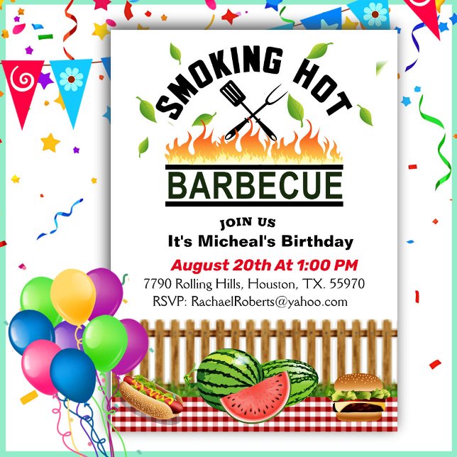 Smoking Hot Backyard Barbecue Birthday  Invitation (Creator Uploaded)