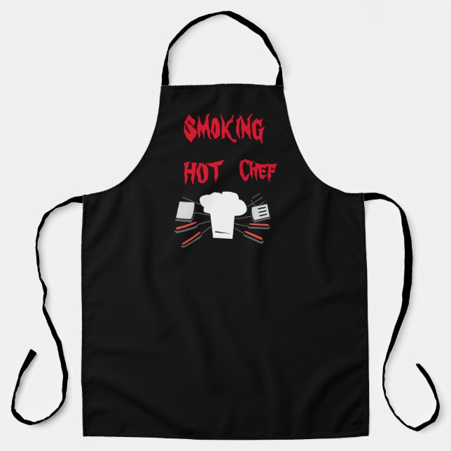 Smoking Hot Chef All-Over Print Apron, Large Apron (Front)