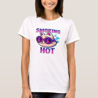 Smoking Hot | Funny Neon Cat Retro T-Shirt