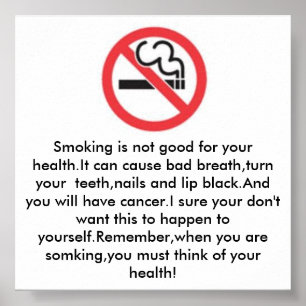 Smoking is not good for health poster