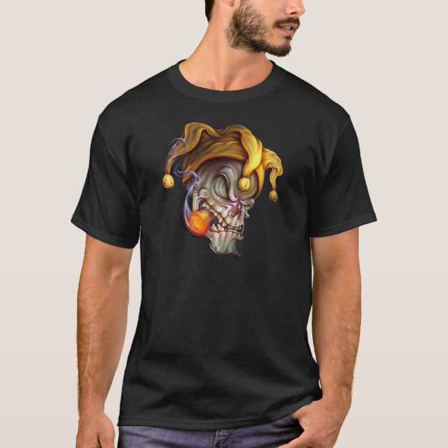 Smoking Jester Skull T-Shirt (Front)