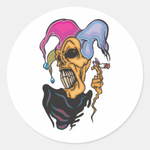 Smoking Joker Classic Round Sticker