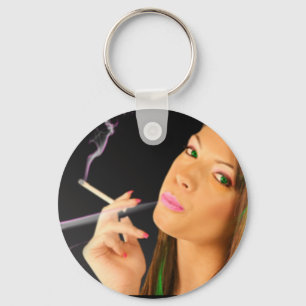 Smoking Lady - Neon Effects Key Ring