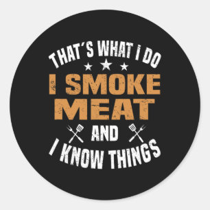 Smoking Meat Bbq Grilling Smoker Smoked Meat Classic Round Sticker