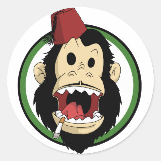 smoking monkey classic round sticker