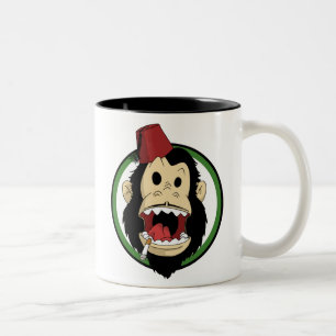 smoking monkey Two-Tone coffee mug