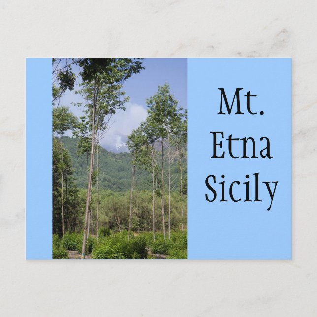 Smoking Mt Etna Through the Trees Postcard (Front)