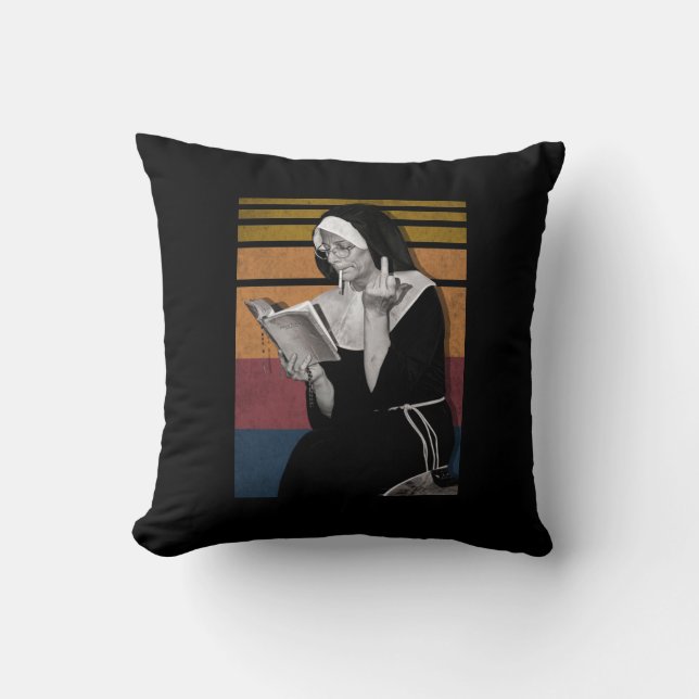 Smoking Nuns Retro Style Cushion (Front)