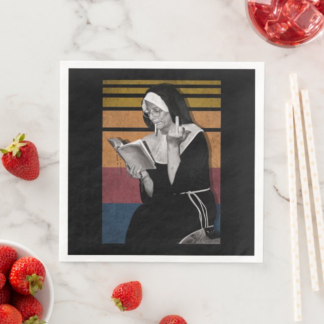 Smoking Nuns Retro Style Napkin (Insitu)