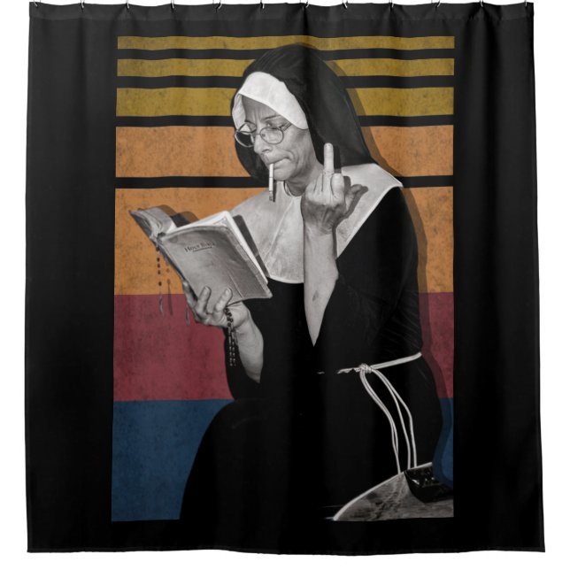 Smoking Nuns Retro Style Shower Curtain (Front)