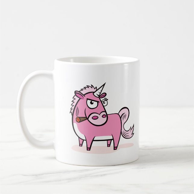 Smoking Pink Unicorn Coffee Mug (Left)