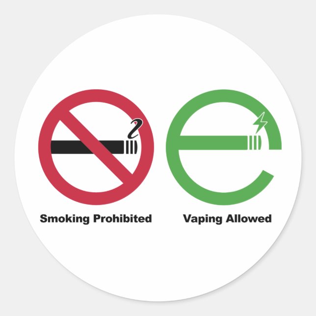 Smoking Prohibited. Vaping Allowed Classic Round Sticker (Front)