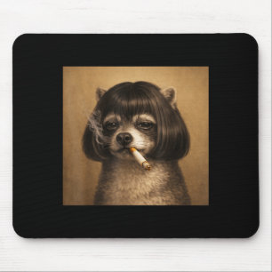 Smoking raccoon bob haircut meme funny chihuahua mouse pad