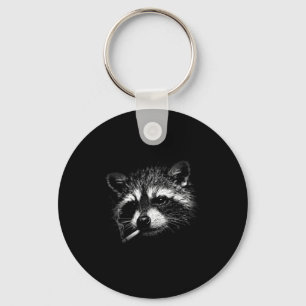 Smoking raccoon with cigarette, brainrot raccoon key ring