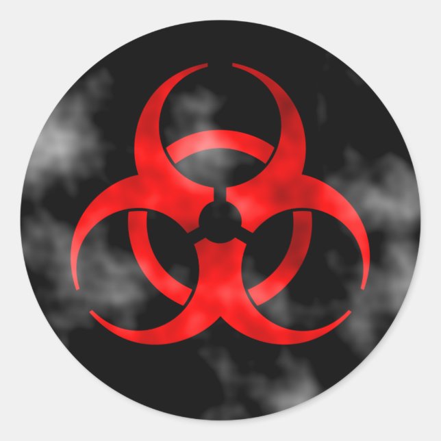 Smoking Red Biohazard Symbol Classic Round Sticker (Front)