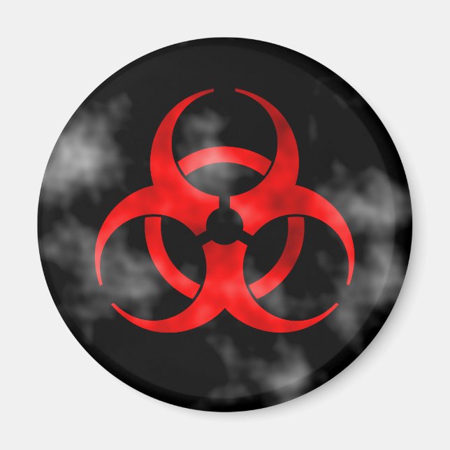 Smoking Red Biohazard Symbol Magnet (Front)
