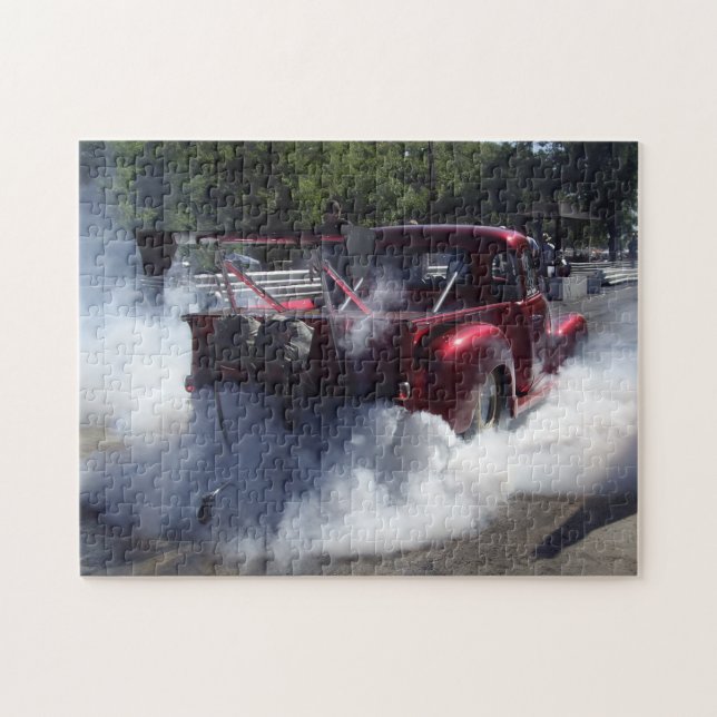 Smoking Red Pickup at the Drag Races Puzzle (Horizontal)