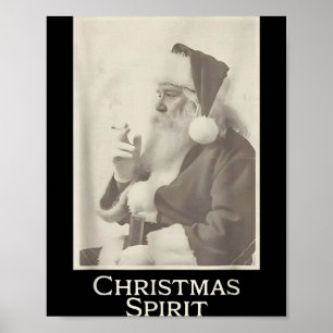 Smoking Santa, Funny Christmas Srit Poster
