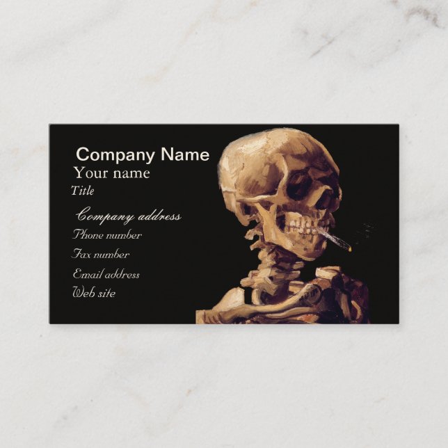Smoking skeleton by Van Gogh Business Card (Front)