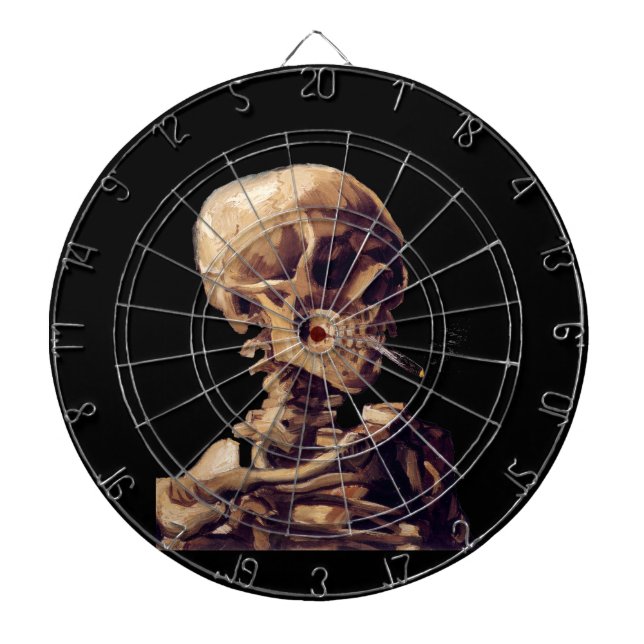 Smoking skeleton by Van Gogh Dartboard (Front)