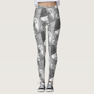 SMOKING SKELETON, HALLOWEEN CEMETERY LEGGINGS