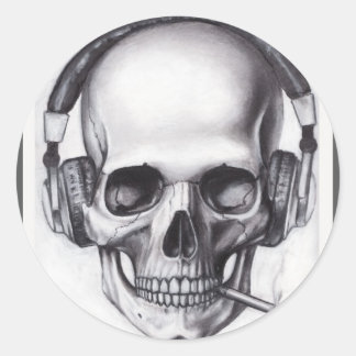 Smoking skull with headphones Sticker