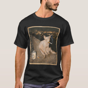 Smoking Sphynx Cat Meme Funny Cat Smoking Cigarett T-Shirt