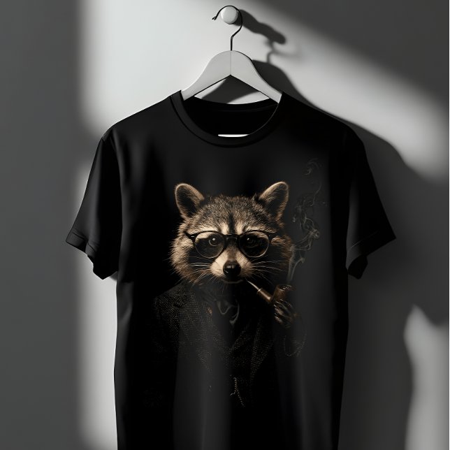 Smoking Trash Panda Raccoon with Pipe & Glasses T-Shirt (Creator Uploaded)