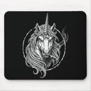 Smoking Unicorn Meme Vintage Cigarette Design for Mouse Pad