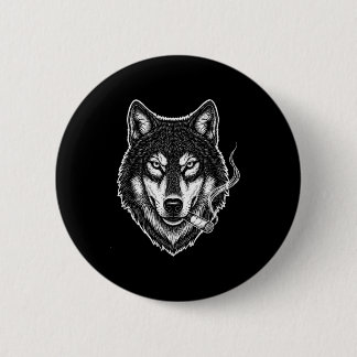 Smoking wolf funny meme vintage cigarette designSm 6 Cm Round Badge