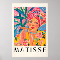 Smoking woman poster, Matisse print, Cuban cigar