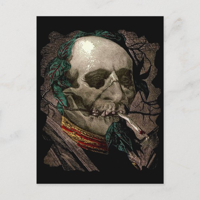 Smoking Zombie Man Stoner Bizarre Vintage Art Postcard (Front)