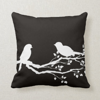Smoky Black Scenic Resting Birds Cushion