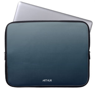 Smoky Blue Gradient Ombre Personalised Laptop Sleeve