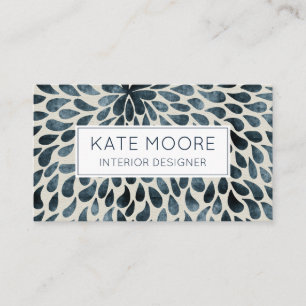 Smoky Blue Grey Pattern Interior Designer Business Card