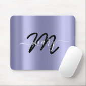 Smoky Blue  Minimal Name Monogram Gray Mouse Pad (With Mouse)