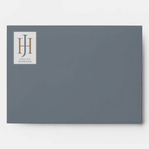 Smoky Blue Monogrammed Envelope