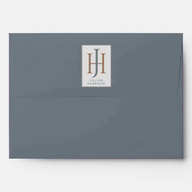 Smoky Blue Monogrammed Envelope (Back (Top Flap))