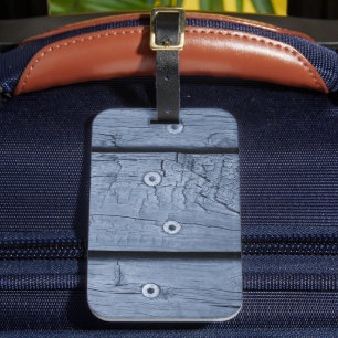 Smoky Blue Wood Planks Luggage Tag