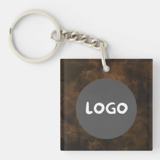 Smoky Brown Double-Sided Business Logo & QR Code Key Ring