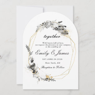 Smoky Frame gold chic wedding Invitation