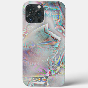 Smoky grainy texture with a mess of curved words   iPhone 13 pro max case